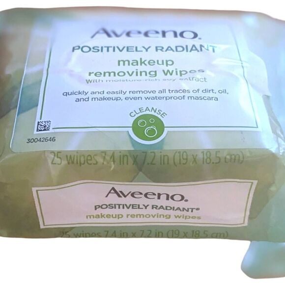 Aveeno Positively Radiant Makeup Removing Wipes 25 wipes Lot of 2 - Picture 3 of 5